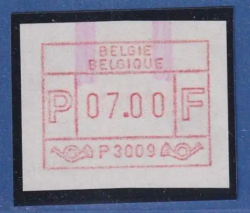 Belgien FRAMA-ATM P3009 mit ENDSTREIFEN-Anfang  ** Wert 07,00