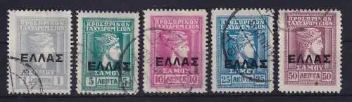 Samos 1912/13 Hermeskopf mit Aufdruck Mi.-Nr. 9-14 gestempelt