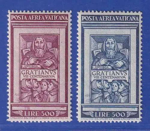 Vatikan 1951 Flugpostmarken Magister Gratianus Mi.-Nr. 185-186 postfrisch **