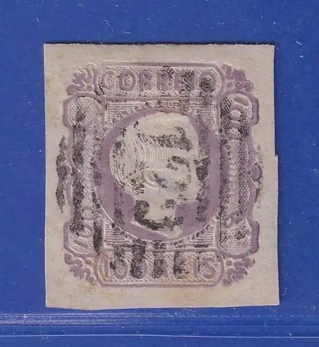 Portugal 1855 König Pedro V. 100 Reis Mi.-Nr. 8 mit Rost-Nr.-O