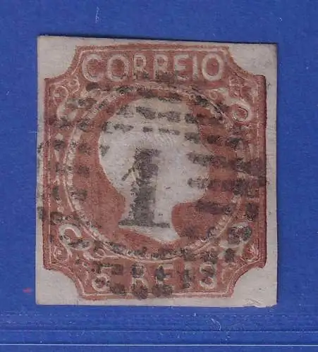 Portugal 1856 König Pedro V. 5 Reis Mi.-Nr. 9 b mit Rost-Nr.-O 1