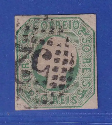 Portugal 1862 König Luis I. 50 Reis Mi.-Nr. 15 mit Punktrost-Nr.-O 52