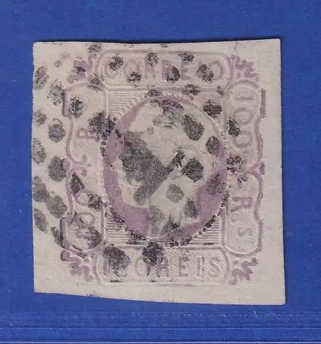 Portugal 1862 König Luis I. 100 Reis Mi.-Nr. 16 mit Punktrost-Nr.-O 1