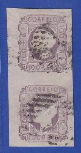 Portugal 1862 König Luis I. 100 Reis Mi.-Nr. 16 senkr. Paar gestempelt
