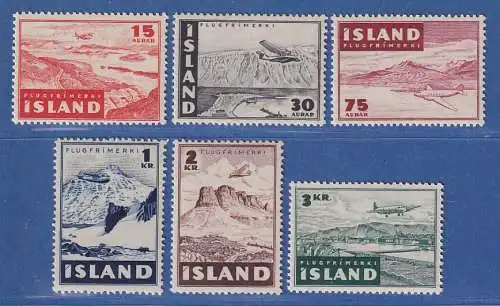 Island 1947 Flugzeuge über Landschaften Mi.-Nr. 241-246 Satz kpl. ** 