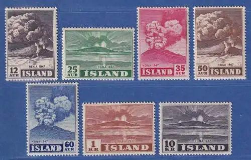 Island 1948 Ausbruch Vulkan Hekla Mi.-Nr. 247-253 Satz kpl. ** 