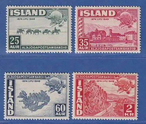 Island 1949 75 Jahre Weltpostverein Mi.-Nr. 259-62 Satz kpl. ** 