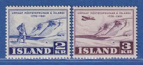 Island 1951 175 Jahre Postdienst Mi.-Nr. 273-74 Satz kpl. ** 
