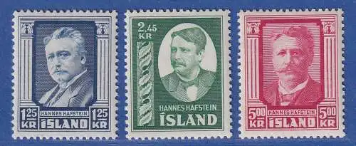 Island 1954 Hannes Hanfstein Mi.-Nr. 293-95 Satz kpl. ** 