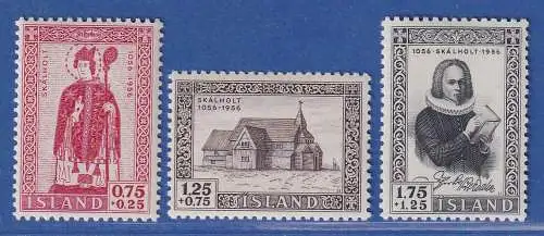 Island 1956 900. Jahrestag der Gründung Skaltholt-Kirche Mi.-Nr. 300-02 Satz ** 