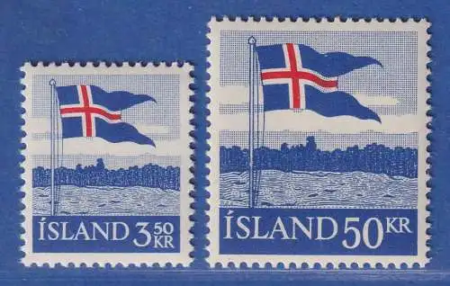 Island 1958 40 Jahre Landesflagge Mi.-Nr. 327-328 Satz kpl. ** 