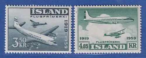 Island 1959 40 Jahre Luftverkehr Mi.-Nr. 333-334 Satz kpl. ** 