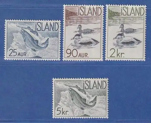 Island 1959 Einheimische Fauna Lachs, Ente Mi.-Nr. 335-338 Satz **