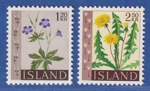 Island 1960 Blumen Mi.-Nr. 345-46 Satz kpl. ** 
