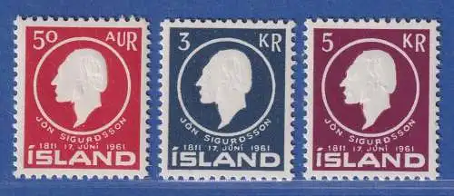 Island 1961 Jón Sigurdsson Mi.-Nr. 349-51 Satz kpl. ** 
