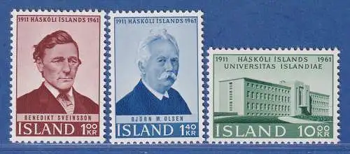 Island 1961 50 Jahre Universität Mi.-Nr. 356-58 A Satz kpl. ** 
