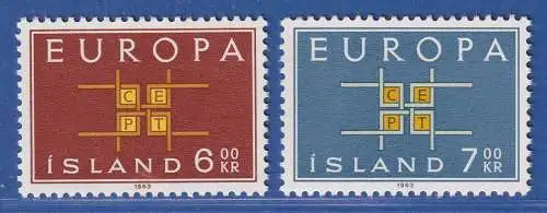 Island 1963 Europa Buchstaben CEPT in Ornament Mi.-Nr. 373-74 Satz kpl. ** 