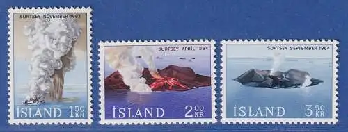 Island 1965 Vulkanausbruch, neue Insel Surtsey Mi.-Nr. 392-94 Satz kpl. ** 