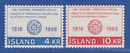 Island 1966 Literaturgesellschaft Mi.-Nr. 406-07 Satz kpl. ** 