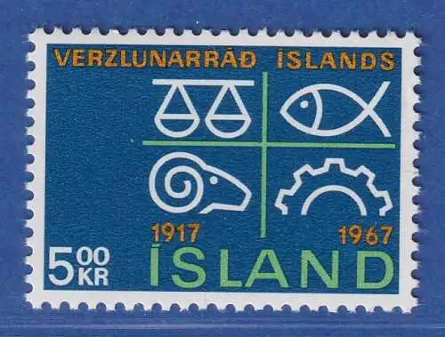 Island 1967 50 Jahre Handelskammer Mi.-Nr. 412 ** 