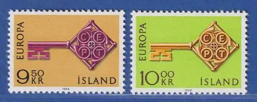 Island 1968 Europa, Kreuzbartschlüssel Mi.-Nr. 417-18 Satz kpl. ** 