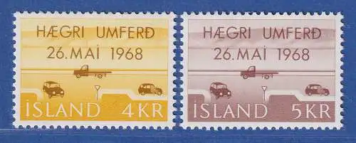 Island 1968 Einführung des Rechtsverkehrs Mi.-Nr. 419-20 Satz kpl. ** 