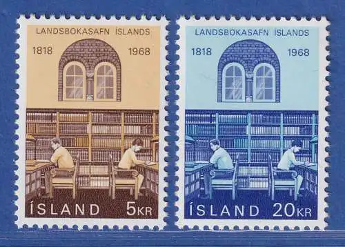 Island 1968 150 Jahre Nationalbibliothek Mi.-Nr. 422-23 Satz kpl. ** 