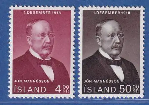 Island 1968 Jón Magnússon Mi.-Nr. 424-25 Satz kpl. ** 