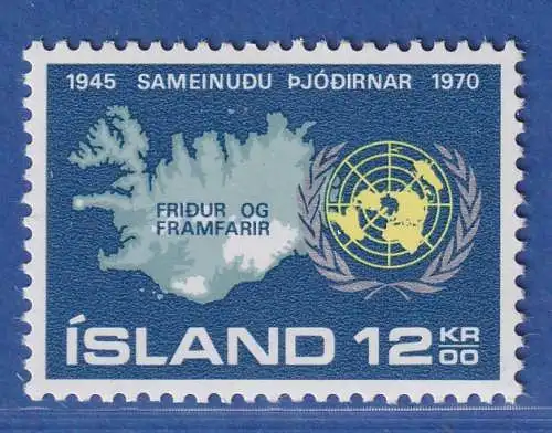 Island 1970 25 Jahre Vereinte Nationen UNO Mi.-Nr. 449 ** 