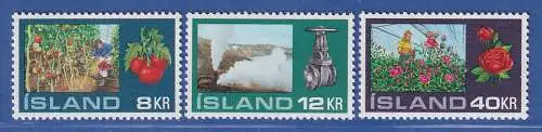 Island 1972 Gewächshauskulturen Mi.-Nr. 465-67 ** 