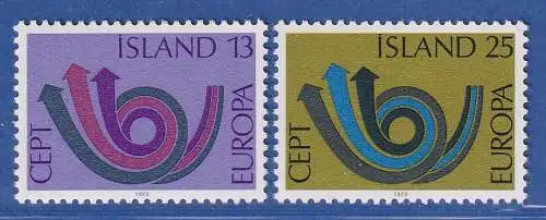Island 1973 Europa, Stilisiertes Posthorn Mi.-Nr. 471-72 Satz kpl. ** 