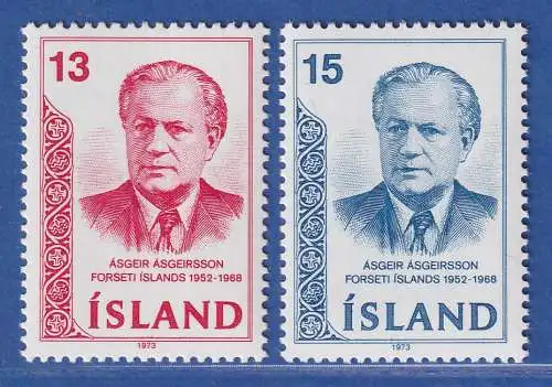 Island 1973 Ásgeir Ásgeirsson Mi.-Nr. 480-81 Satz kpl. ** 