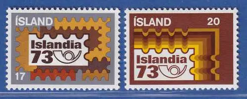 Island 1973 Briefmarkenausstellung ISLANDIA '73 Mi.-Nr. 482-83 Satz kpl. ** 