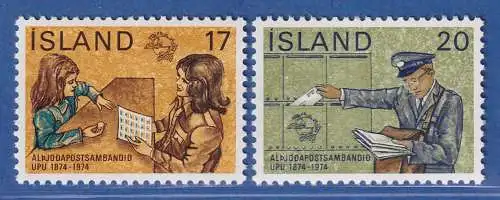Island 1974 Weltpostverein Mi.-Nr. 498-99 Satz kpl. ** 