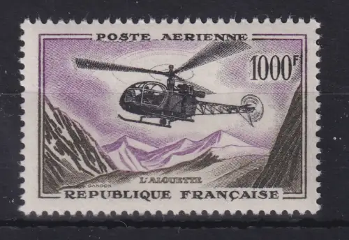 Frankreich 1958 Hubschrauber Alouette 1000 Fr. Mi.-Nr. 1177 **