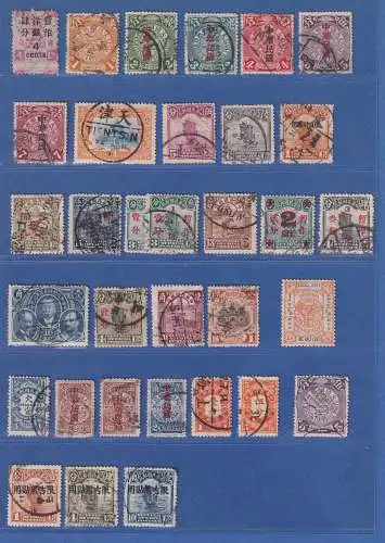 China  Sortiment 33 alte Marken, alle gestempelt, dabei bessere ANSEHEN 