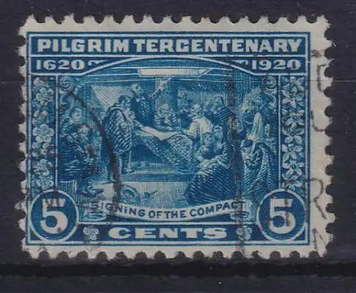 USA 1920 Pilgerväter 5 Cent Mi.-Nr. 257 sauber gestempelt. 