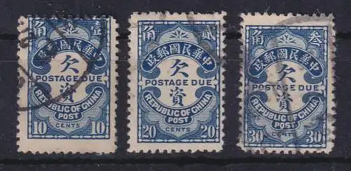 China Lot Portomarken 1904 Mi.-Nr. 12,13,14 gestempelt 