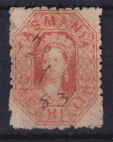 Australien Tasmanien 1864 ONE SHILLING Mi.-Nr. 19A mit Federzug-Entwertung