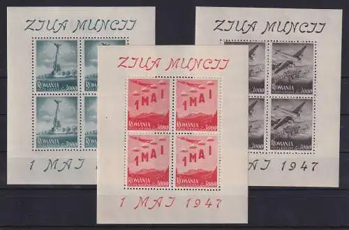 Rumänien 1947 Tag der Arbeit Mi.-Nr. 1062-64 Kleinbogensatz postfrisch **