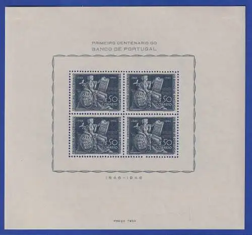 Portugal 1946 Nationalbank-Jubiläum  Mi.-Nr. Block 11 ungebraucht *