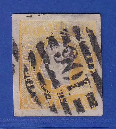Portugal 1866 König Luis I. 10 Reis Mi.-Nr. 18 mit Rost-Nr.-O 106