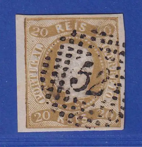 Portugal 1866 König Luis I. 20 Reis Mi.-Nr. 19 mit Punktrost-Nr.-O 52