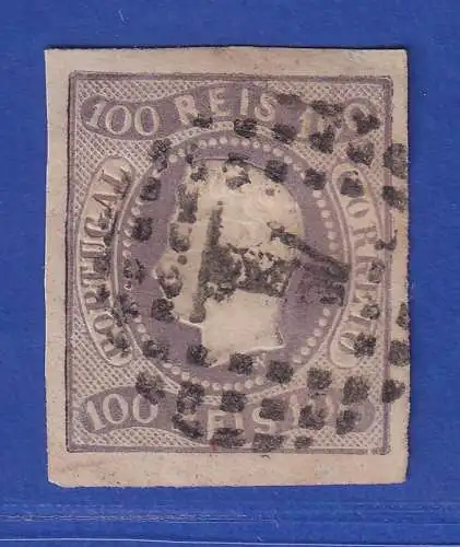 Portugal 1867 König Luis I. 100 Reis Mi.-Nr. 23 mit Punktrost-Nr.-O 1