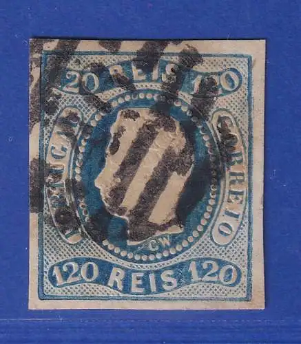 Portugal 1866 König Luis I. 120 Reis Mi.-Nr. 24 mit Rost-Nr.-O 