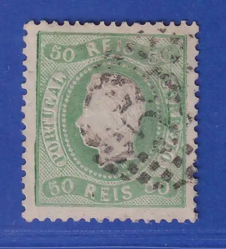 Portugal 1867 König Luis I. 50 Reis Mi.-Nr. 29 mit Punktrost-Nr.-O 