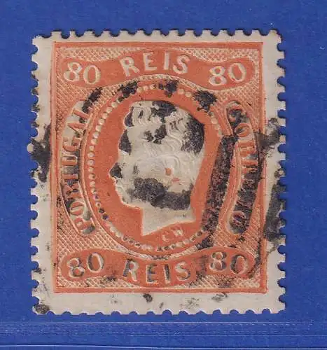 Portugal 1867 König Luis I. 80 Reis Mi.-Nr. 30 mit Rost-O 