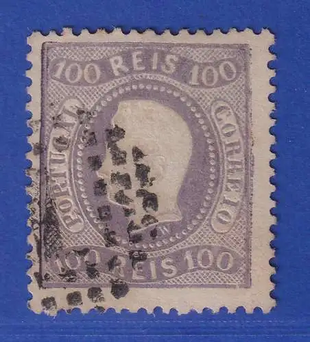 Portugal 1869 König Luis I. 100 Reis  Mi.-Nr. 31  mit Punktrost-Nr.-O 