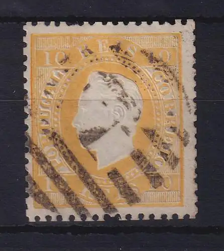 Portugal 1871 König Luis I. 10 Reis Mi.-Nr. 35xB mit Rost-Nr.-O 
