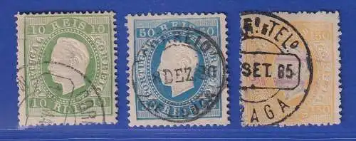 Portugal 1879/80 König Luis I. Mi.-Nr. 47-49x  Satz 3 Werte gestempelt